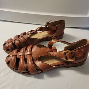 Frye Julie Fisherman Sandal Sz 7.5 M Brown Leather